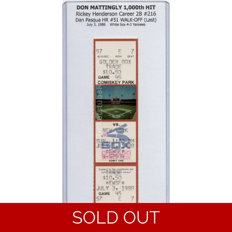 Don Mattingly HIT #1000 MILESTONE 1988 Yankees @ White Sox 7/3 Full Ticket RARE
